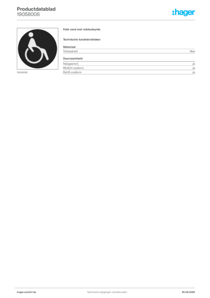 Afbeelding Hager Productdatablad 19058008 | Hager Belgium