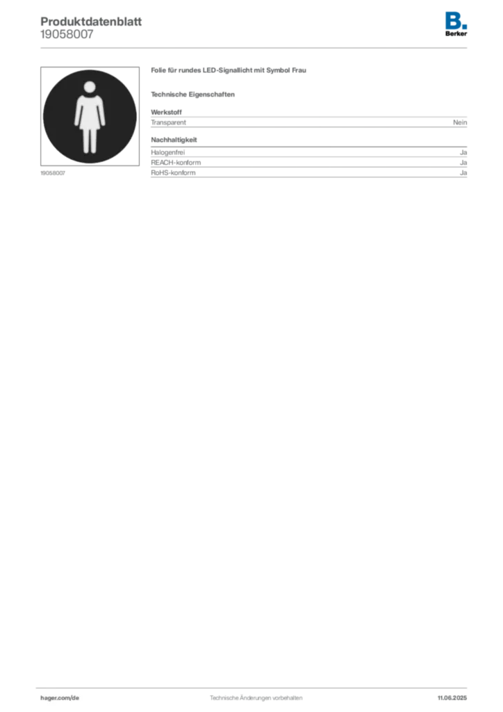 Berker Produktdatenblatt 19058007