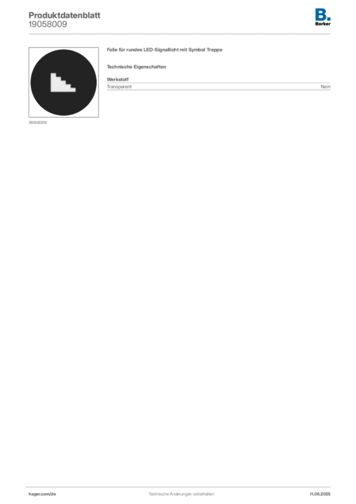 Bild Berker Produktdatenblatt 19058009 | Hager Deutschland