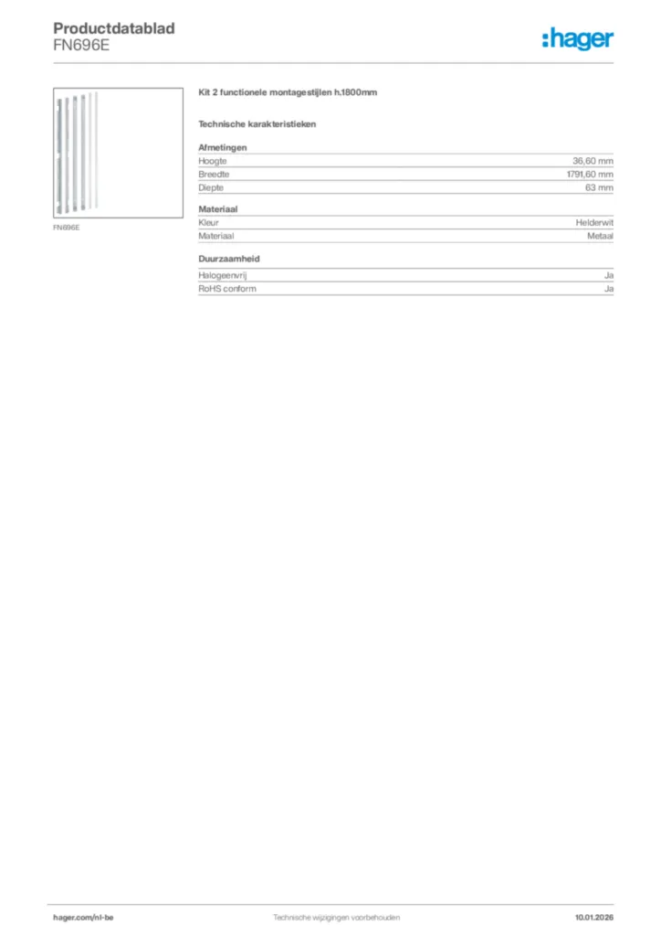 Afbeelding Hager Productdatablad FN696E | Hager Belgium