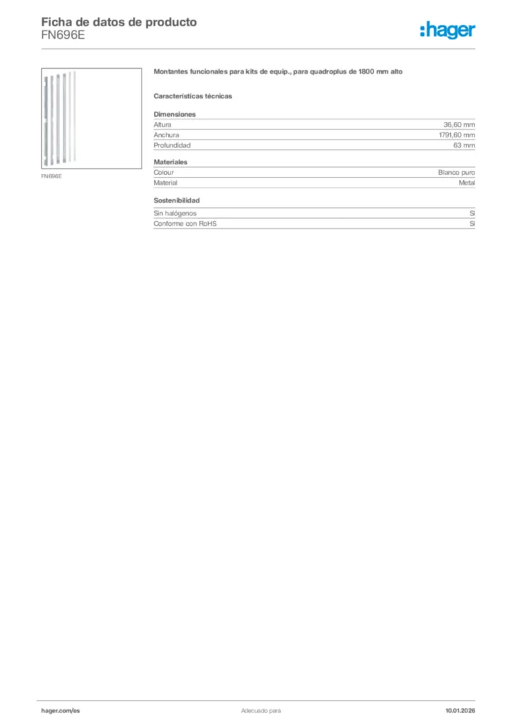 Imagen Hager Ficha de datos de producto FN696E | Hager España