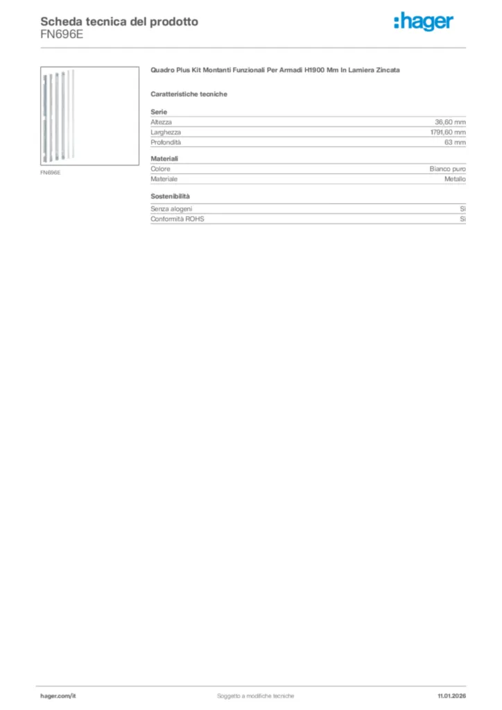 Immagine Hager Scheda tecnica del prodotto FN696E | Hager Italia