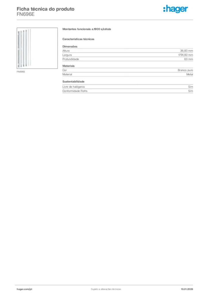 Imagem Hager Ficha técnica do produto FN696E | Hager Portugal