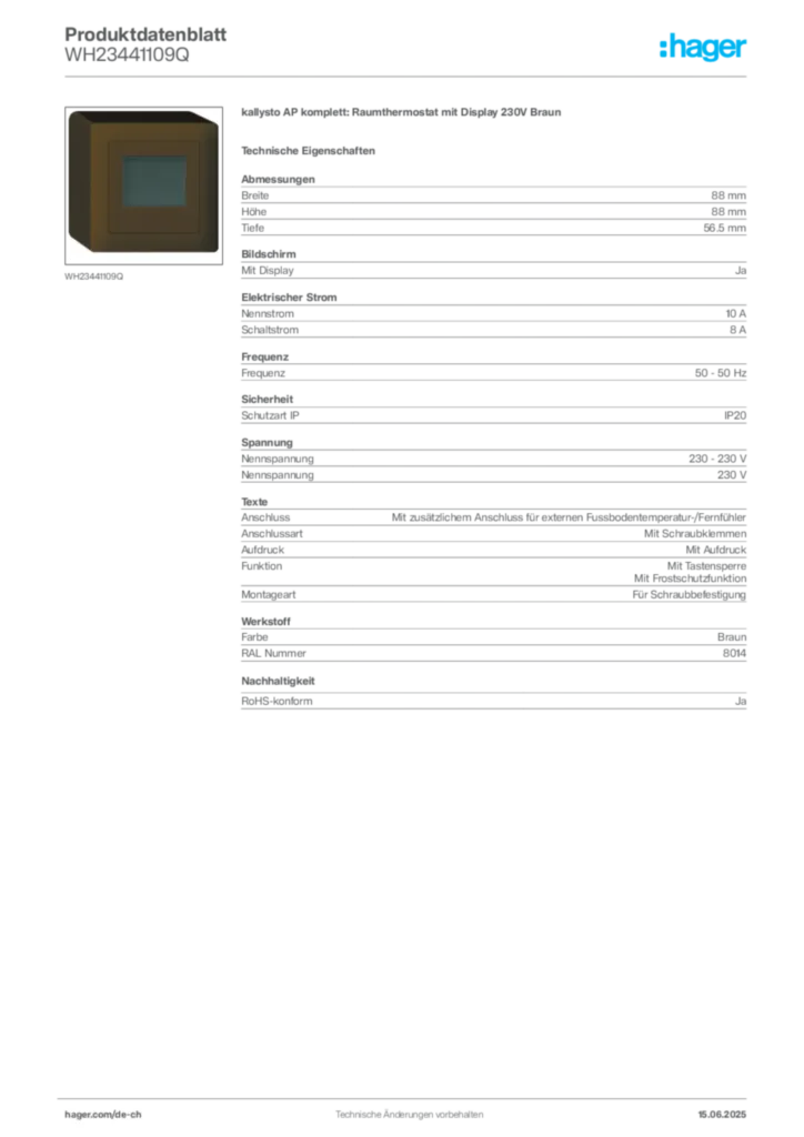 Bild Hager Produktdatenblatt WH23441109Q | Hager Schweiz