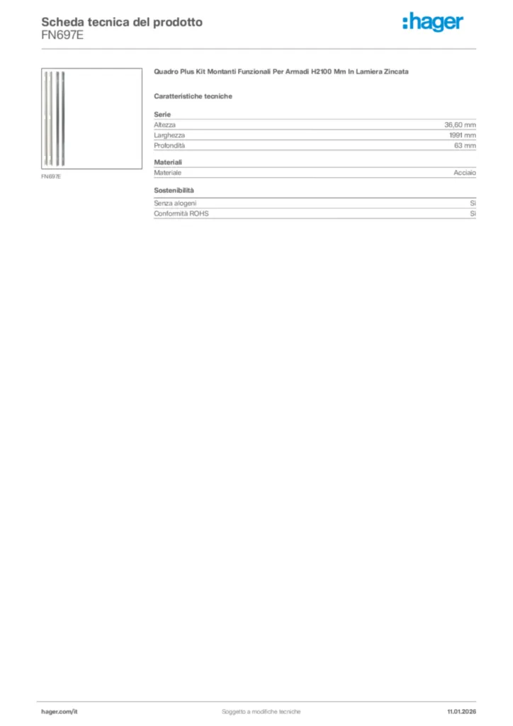 Immagine Hager Scheda tecnica del prodotto FN697E | Hager Italia