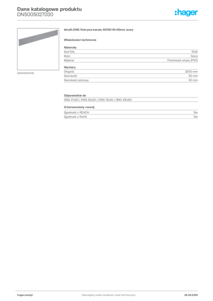 Zdjęcie Hager Karta katalogowa DN5005027030 | Hager Polska