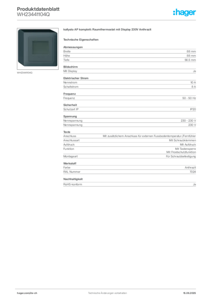 Bild Hager Produktdatenblatt WH23441104Q | Hager Schweiz