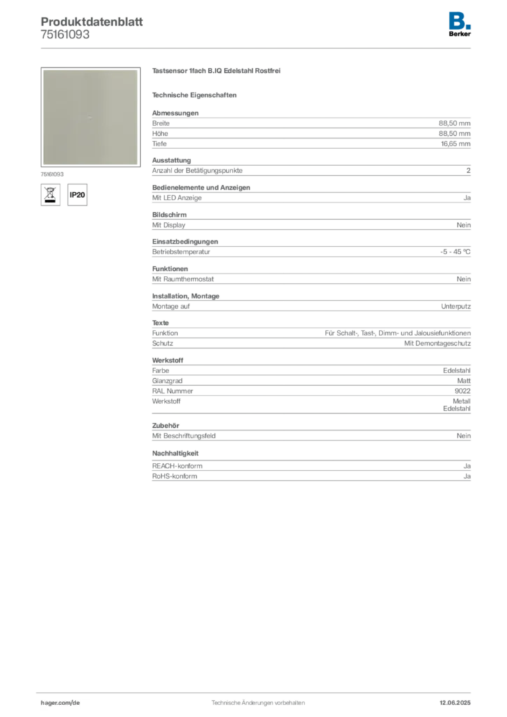 Berker Produktdatenblatt 75161093