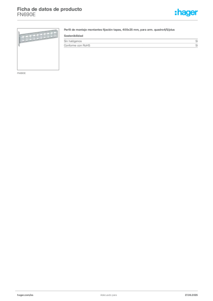 Imagen Hager Ficha de datos de producto FN690E | Hager España