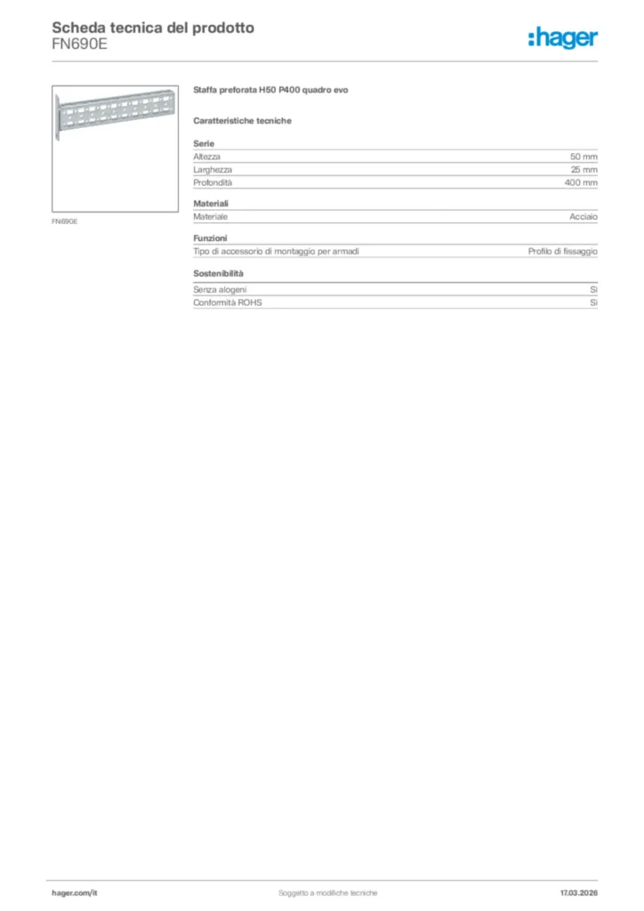 Immagine Hager Scheda tecnica del prodotto FN690E | Hager Italia