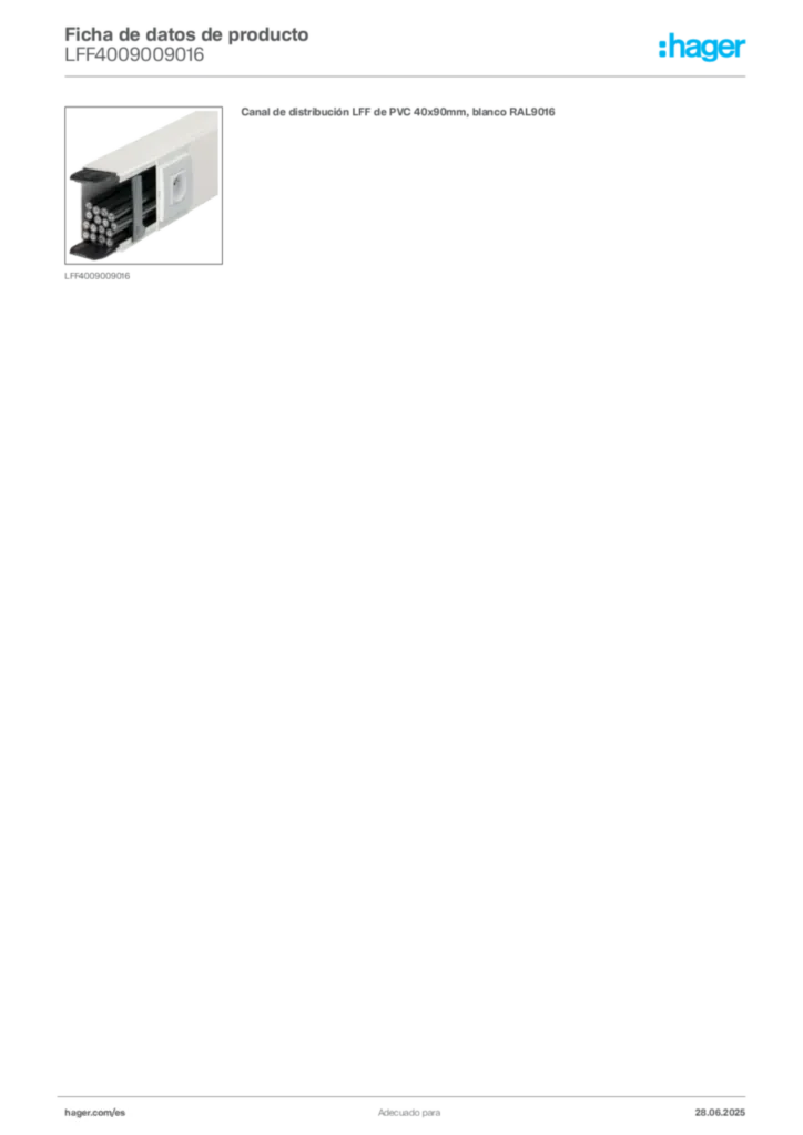 Imagen Hager Ficha de datos de producto LFF4009009016 | Hager España