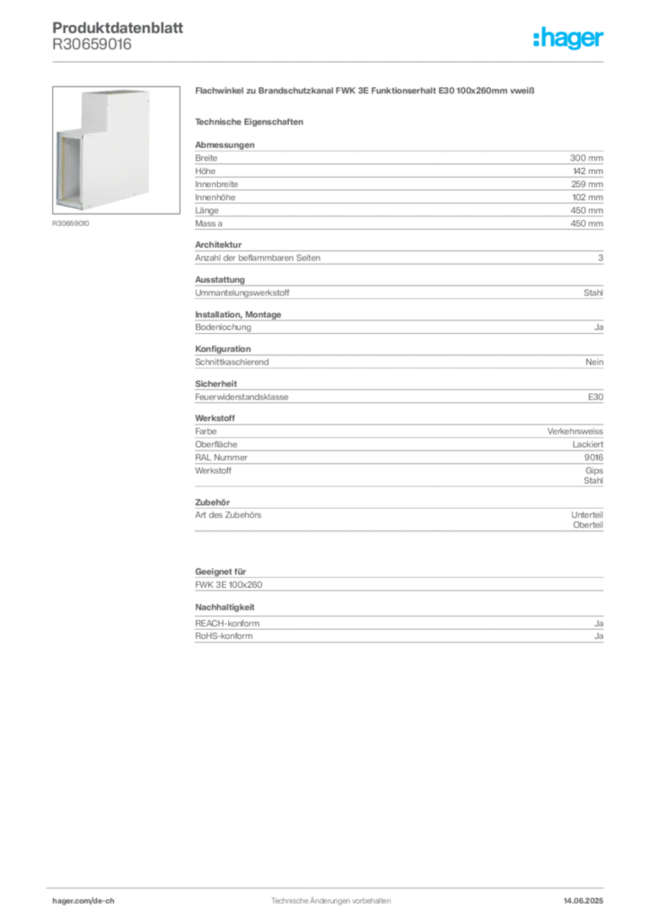 Bild Hager Produktdatenblatt R30659016 | Hager Schweiz