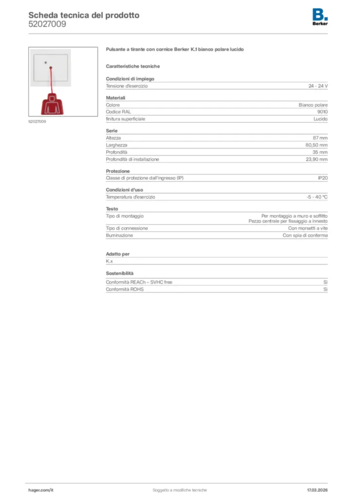 Immagine Berker Scheda tecnica del prodotto 52027009 | Hager Italia