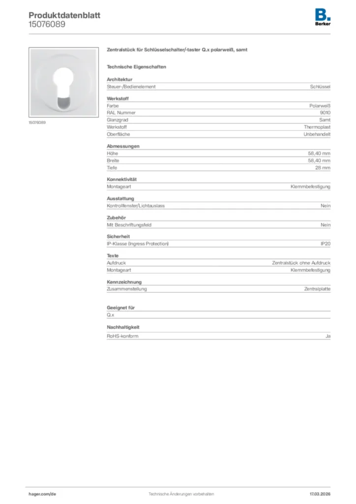 Bild Berker Produktdatenblatt 15076089 | Hager Deutschland
