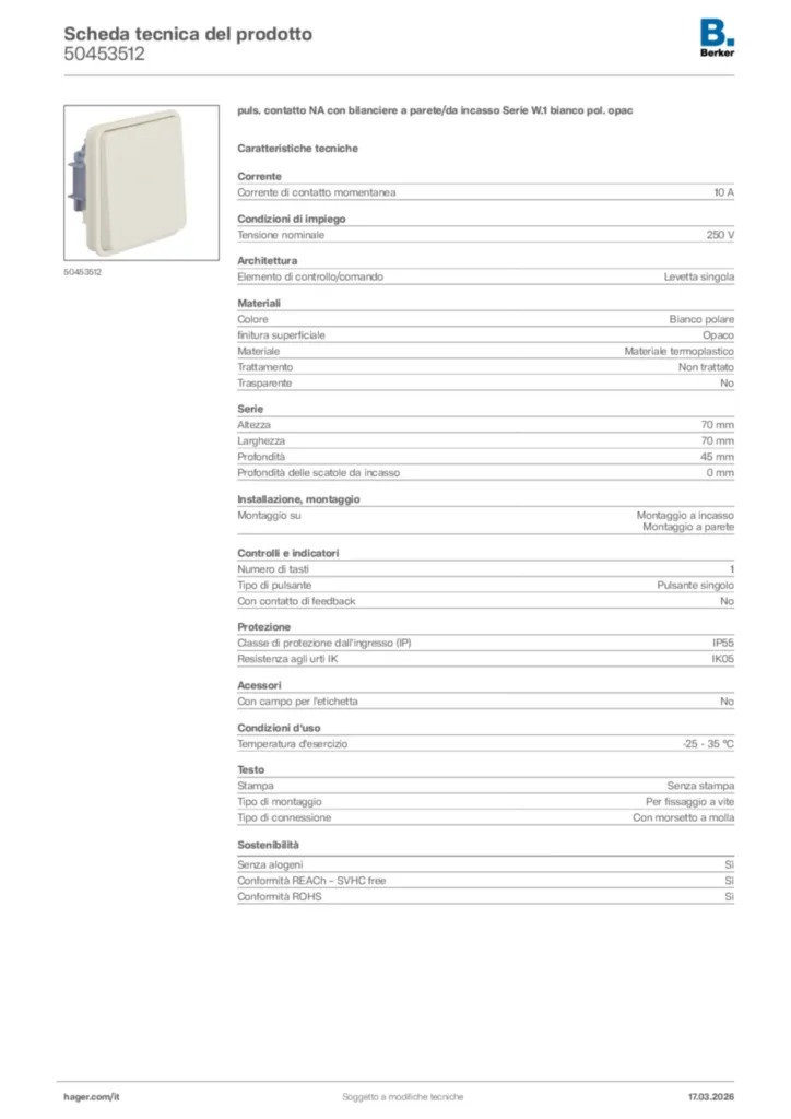 Immagine Berker Scheda tecnica del prodotto 50453512 | Hager Italia
