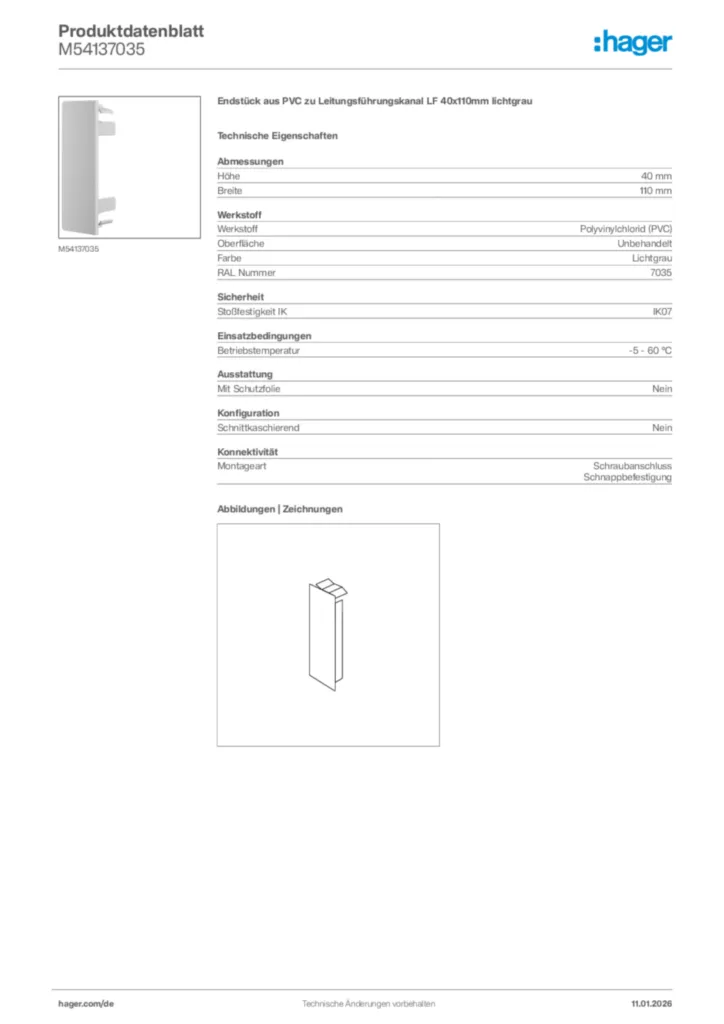 Bild Hager Produktdatenblatt M54137035 | Hager Deutschland