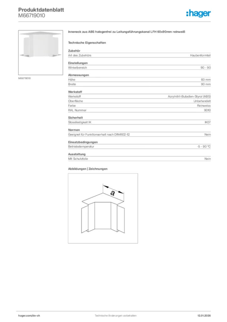 Bild Hager Produktdatenblatt M66719010 | Hager Schweiz