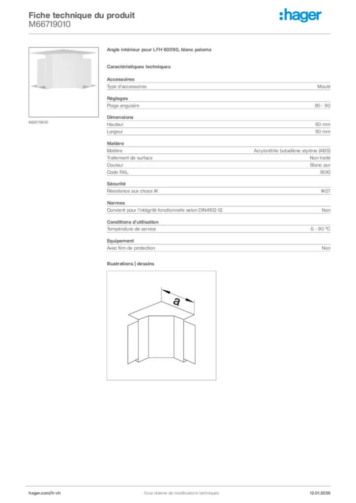 Image Hager Fiche technique du produit M66719010 | Hager Suisse