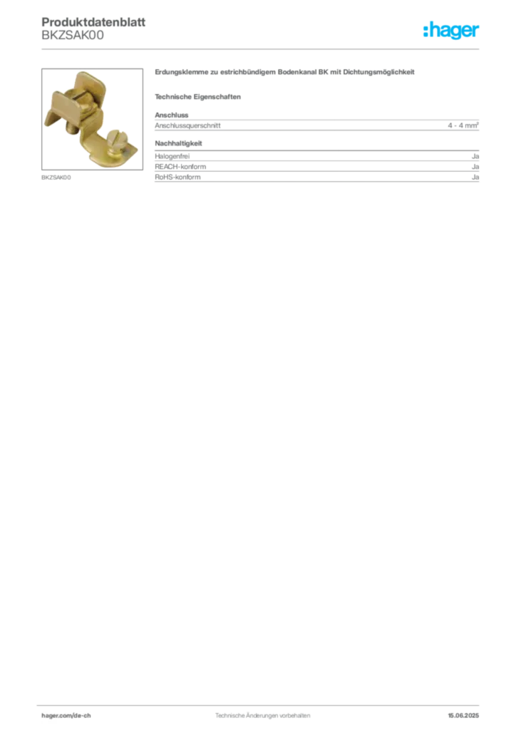 Bild Hager Produktdatenblatt BKZSAK00 | Hager Schweiz