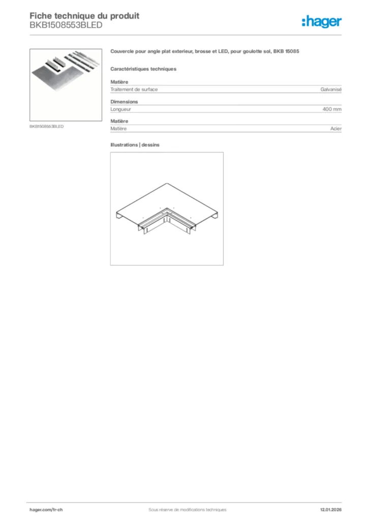 Image Hager Fiche technique du produit BKB1508553BLED | Hager Suisse