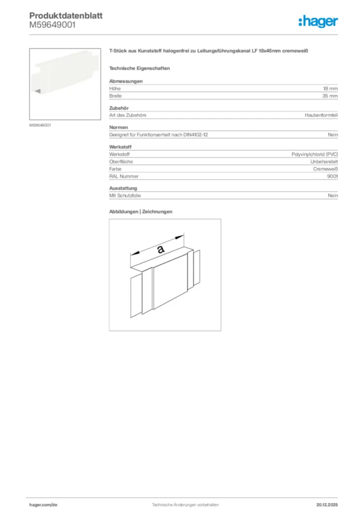 Bild Hager Produktdatenblatt M59649001 | Hager Deutschland