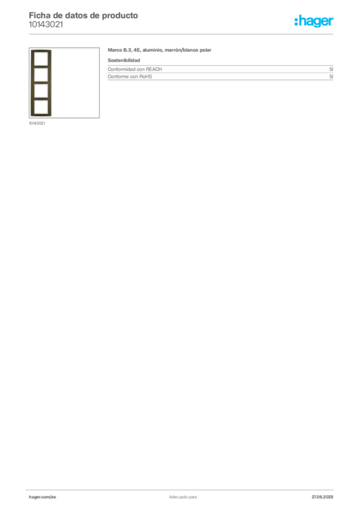 Imagen Hager Ficha de datos de producto 10143021 | Hager España