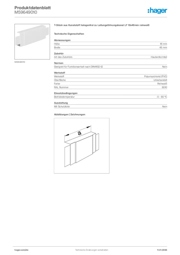 Bild Hager Produktdatenblatt M59649010 | Hager Deutschland