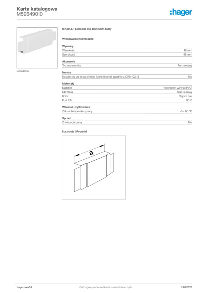 Zdjęcie Hager Karta katalogowa M59649010 | Hager Polska