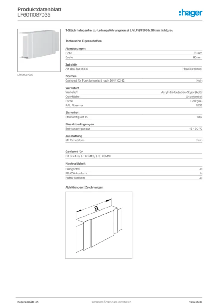 Bild Hager Produktdatenblatt LF6011087035 | Hager Schweiz