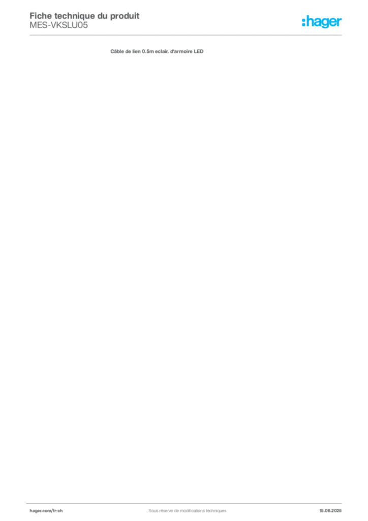 Image Hager Fiche technique du produit MES-VKSLU05 | Hager Suisse