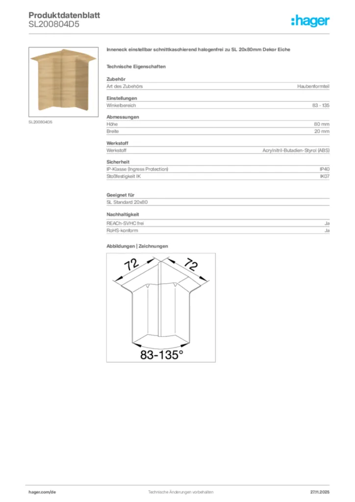 Hager Produktdatenblatt SL200804D5