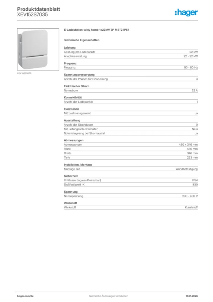 Bild Hager Produktdatenblatt XEV152S7035 | Hager Deutschland
