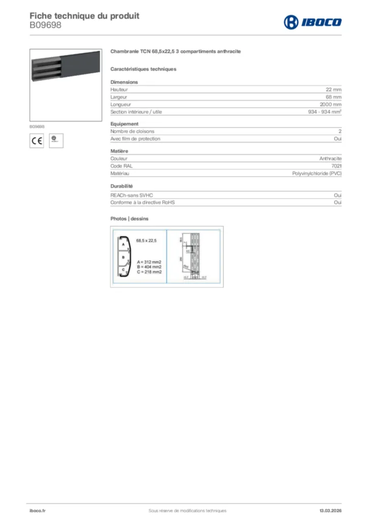 Image Iboco Fiche technique du produit B09698 | Hager France