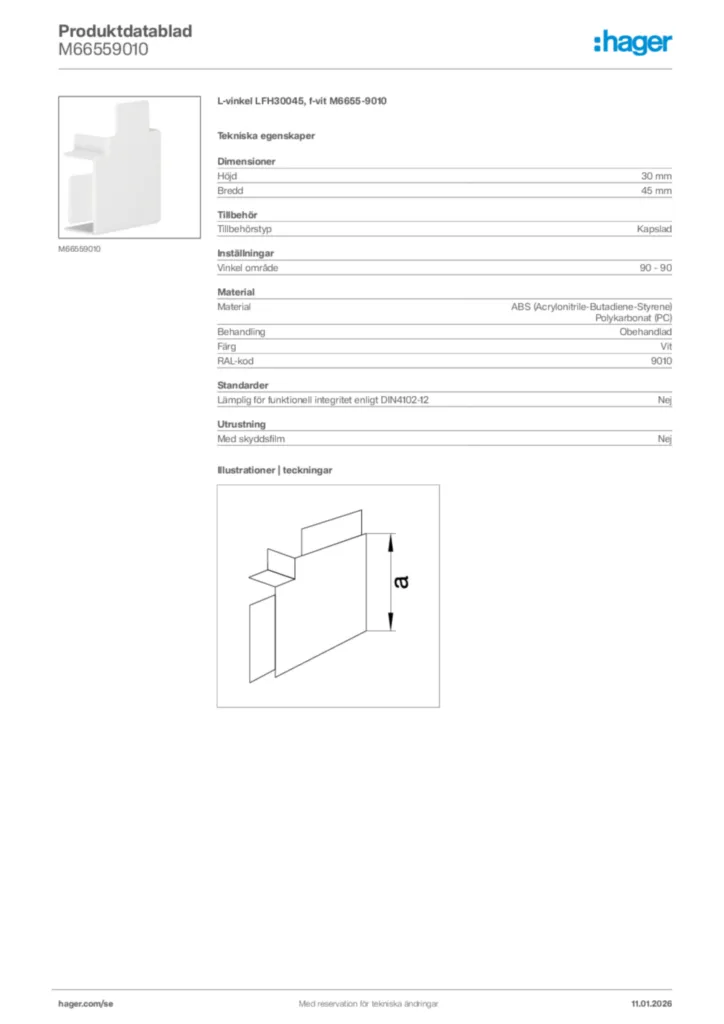 Bild Hager Produktdatablad M66559010 | Hager Sverige