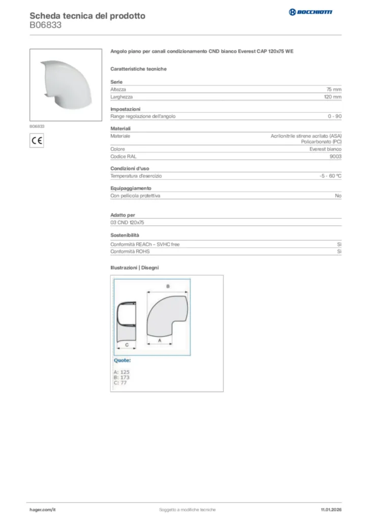 Immagine Bocchiotti Scheda tecnica del prodotto B06833 | Hager Italia