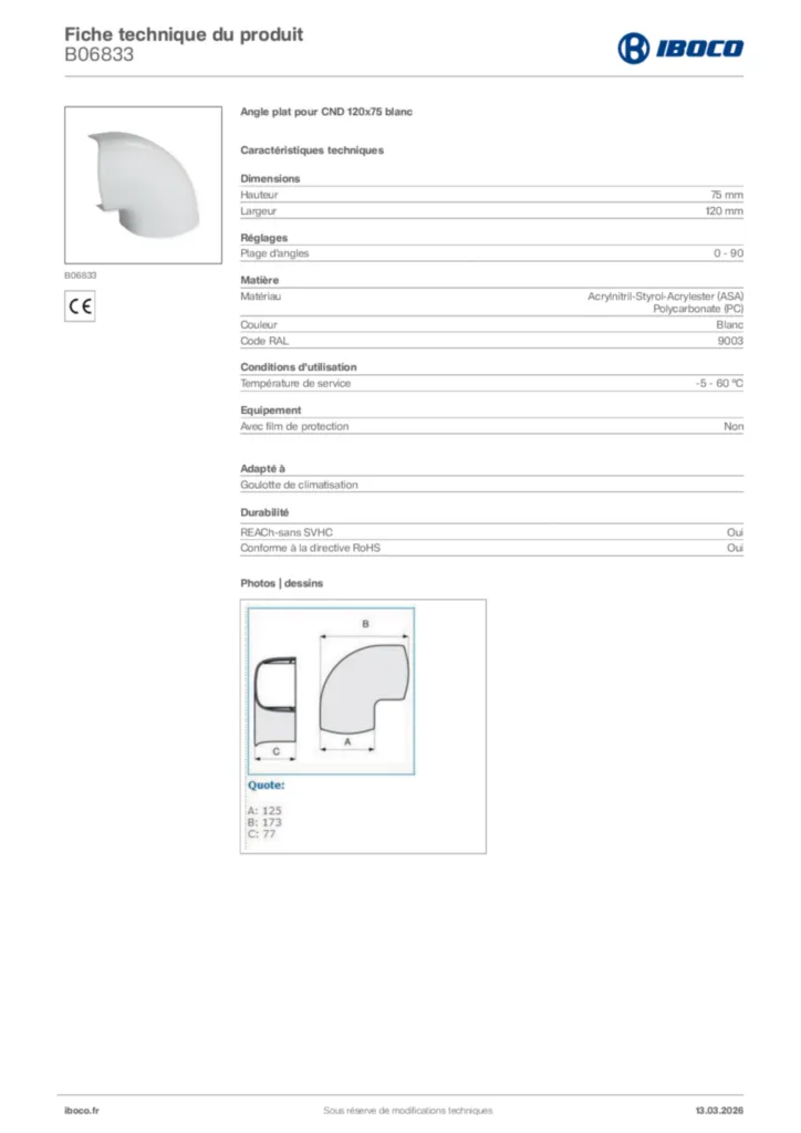 Image Iboco Fiche technique du produit B06833 | Hager France