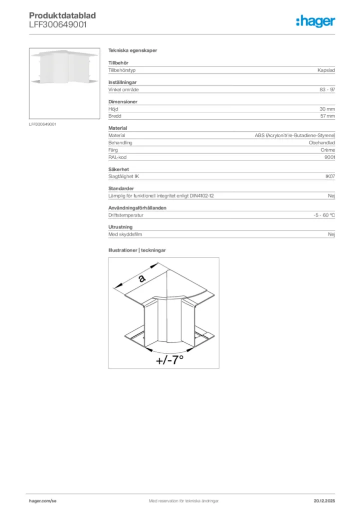 Bild Hager Produktdatablad LFF300649001 | Hager Sverige