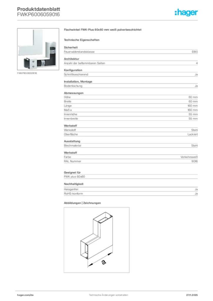 Bild Hager Produktdatenblatt FWKP6006059016 | Hager Deutschland