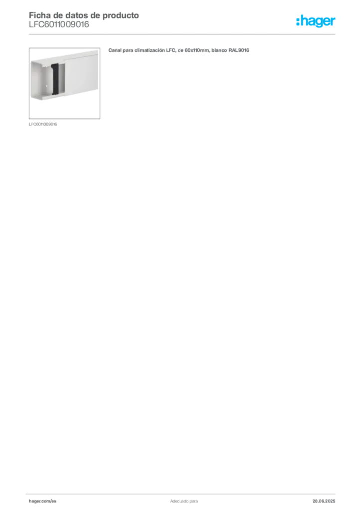 Imagen Hager Ficha de datos de producto LFC6011009016 | Hager España