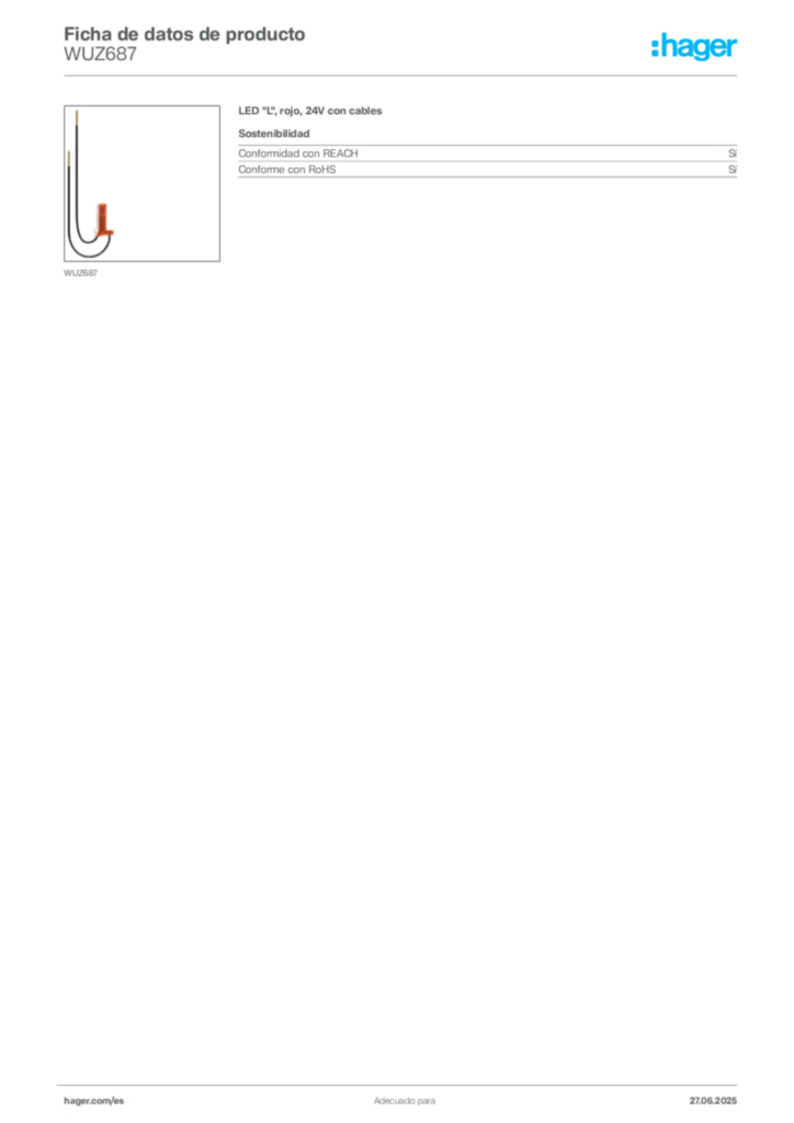 Imagen Hager Ficha de datos de producto WUZ687 | Hager España