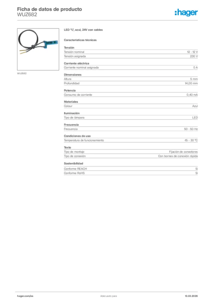 Imagen Hager Ficha de datos de producto WUZ682 | Hager España