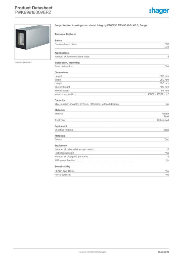 Image Hager Product data sheet FWK9991600VERZ  | Hager Africa