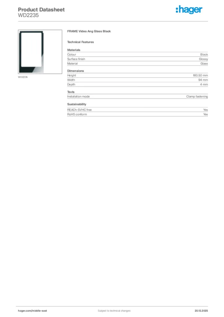 Image Hager Product data sheet WD2235  | Hager