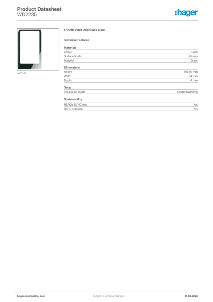 Image Hager Product data sheet WD2235  | Hager