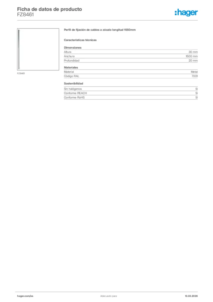 Imagen Hager Ficha de datos de producto FZ8461 | Hager España