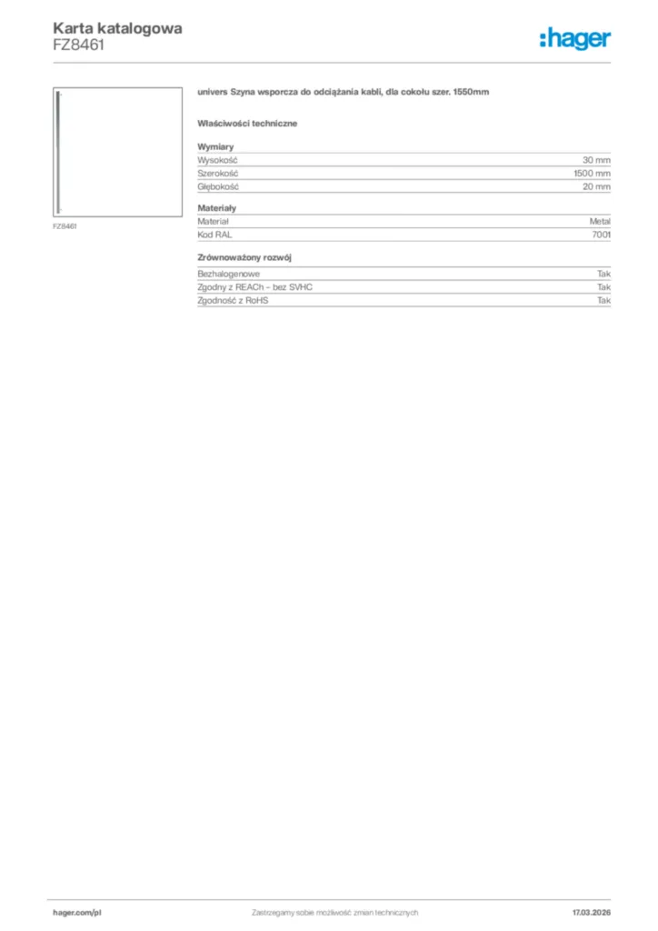 Zdjęcie Hager Karta katalogowa FZ8461 | Hager Polska