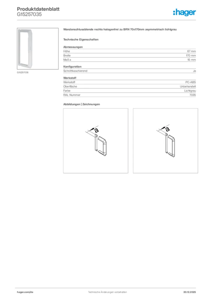 Bild Hager Produktdatenblatt G15257035 | Hager Deutschland