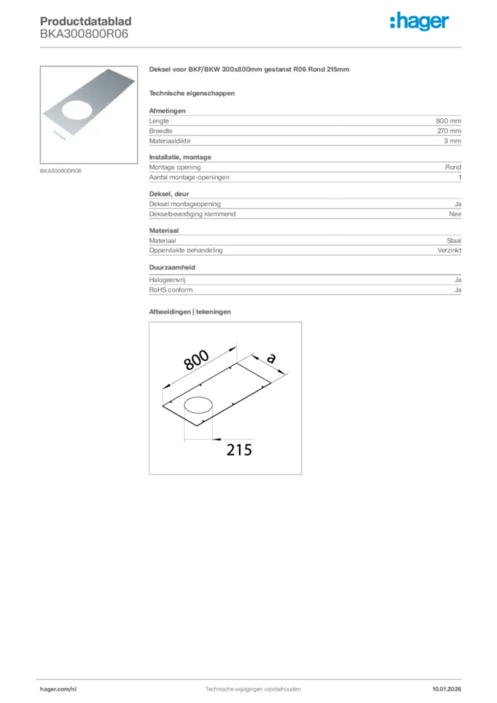 Afbeelding Hager Productdatablad BKA300800R06 | Hager Nederland