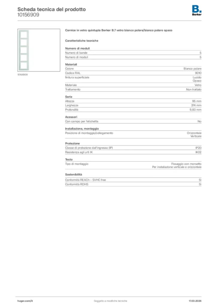 Immagine Berker Scheda tecnica del prodotto 10156909 | Hager Italia