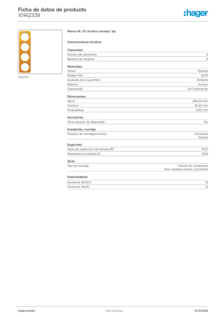 Imagen Hager Ficha de datos de producto 10142339 | Hager España